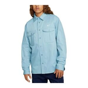Nike SB Men's Light Blue Long Sleeve Button‎ Up Shirt Jacket Size L Skateboard